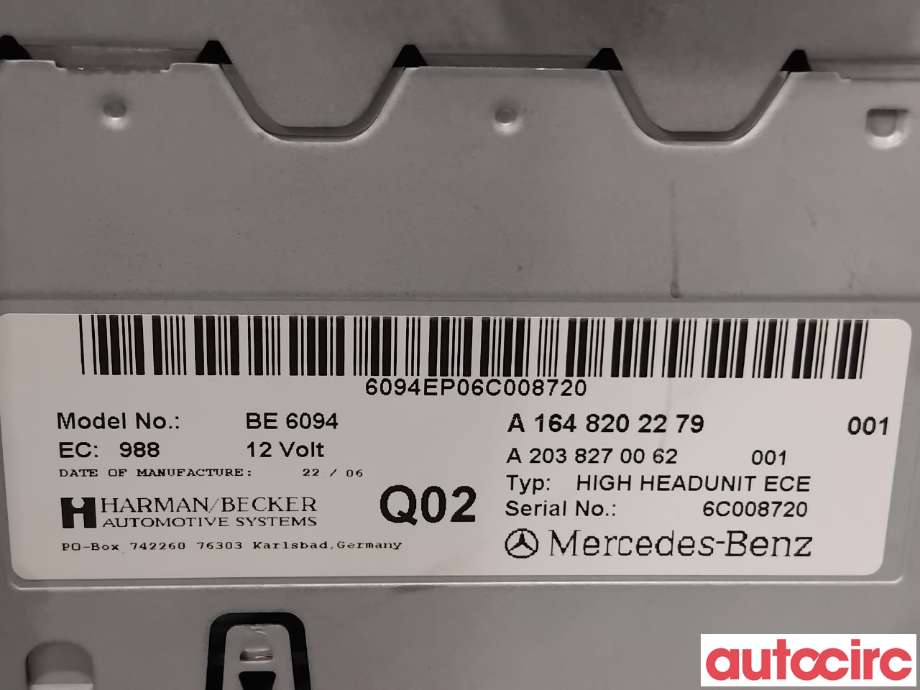 Bilstereo navigasjon til Mercedes GL 2006-2012 (X164) (X164) (MERCEDES|A1648202679|BE6094|A1648708489)