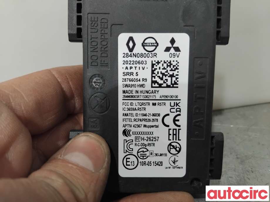 Sensor radar til Renault Megane 2016-->> Type IV (RENAULT|284N07512R|20220603|284N08003R)