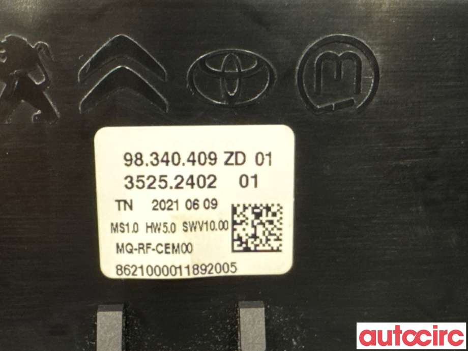 Varmeapparat betjening til Citroën Berlingo 2019-->> (Type III)  (CITROEN|98075413ZD|35252402|98340409ZD)