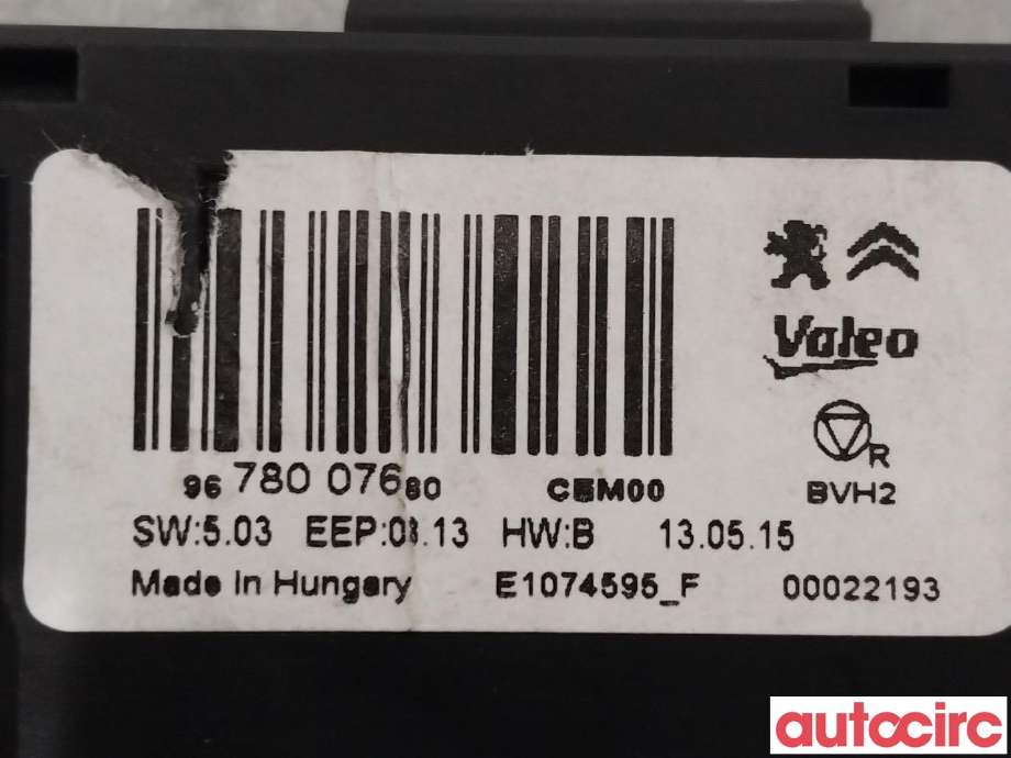 Styreenhet klima/aircondition til Peugeot 308 2013-2021 (Type II)  (PEUGEOT|1612467580|9678007680)