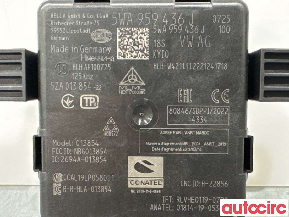 Styreenhet nøkkelfri/keyless til Audi Q4 e-tron 2021-->>  (AUDI|5WA959436J|013854)