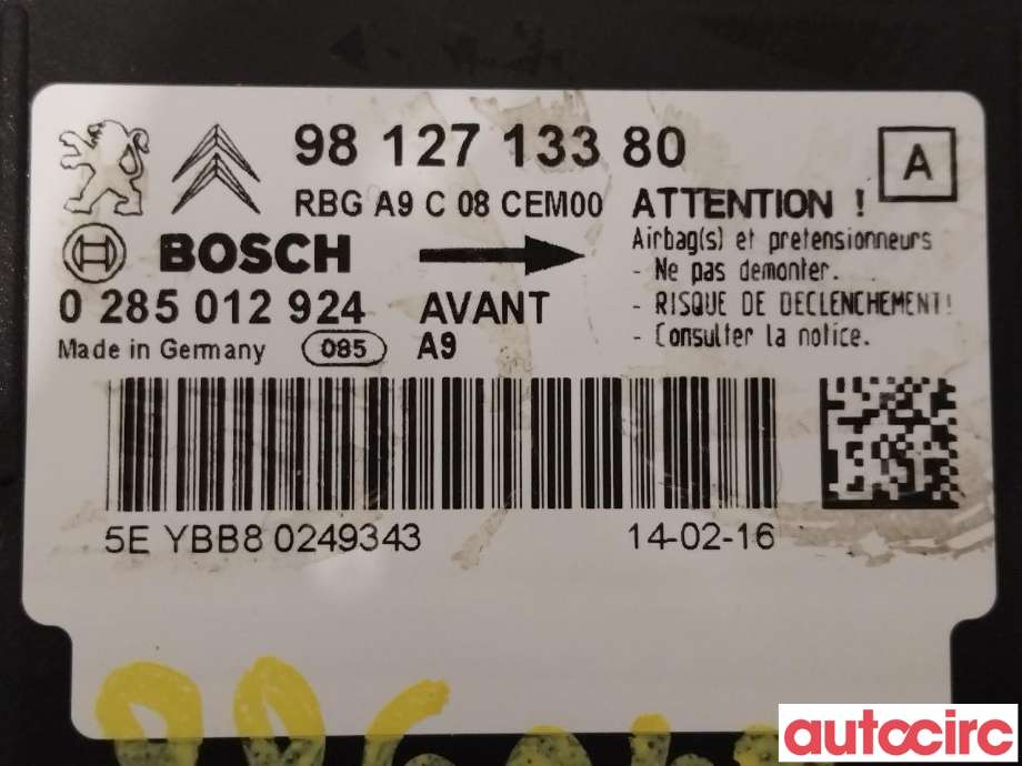 Airbag elektronikk til Peugeot 208 2012-2019 (Type I) (PEUGEOT|9812713380)