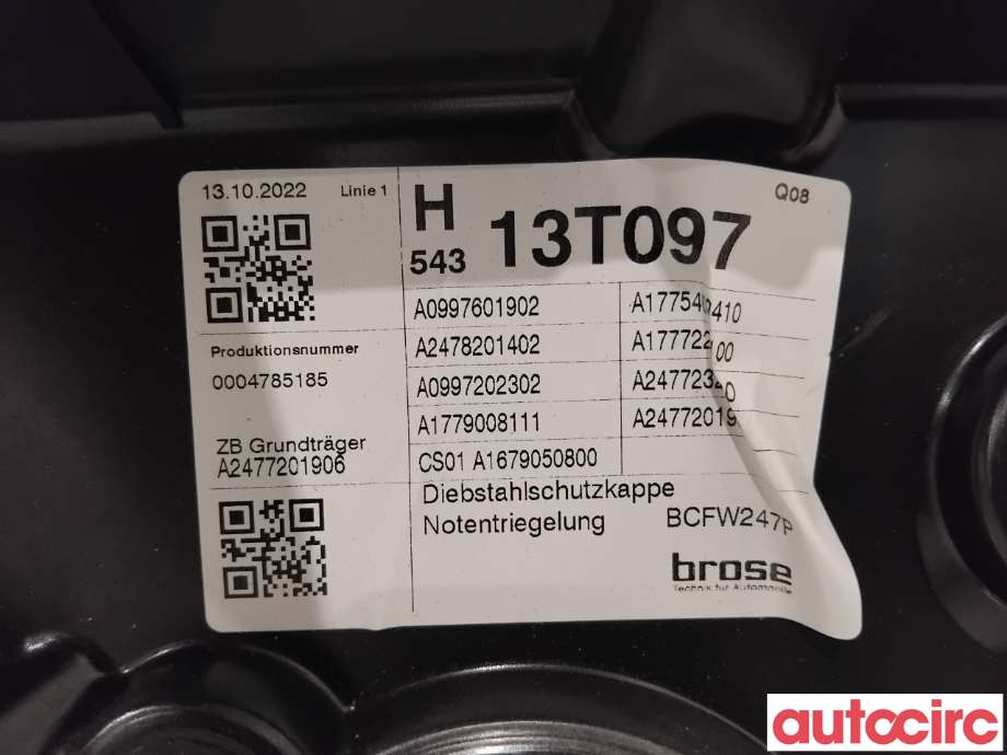 Ruteheis til Mercedes EQA 2021-->>  (MERCEDES|A2477201906|)