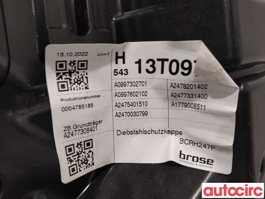 Ruteheis til Mercedes EQA 2021-->>  (MERCEDES|A2477300903|)