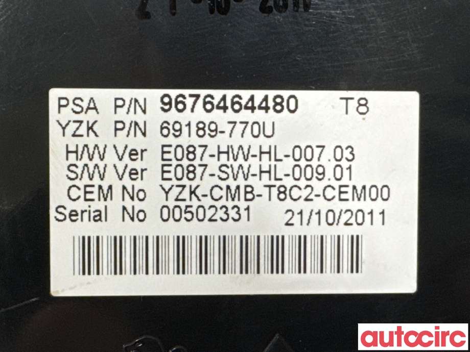 Instrumentpanel til Peugeot 3008 2009-2016 (Type I)  (PEUGEOT|9805170680|69189-770U|9676464480)