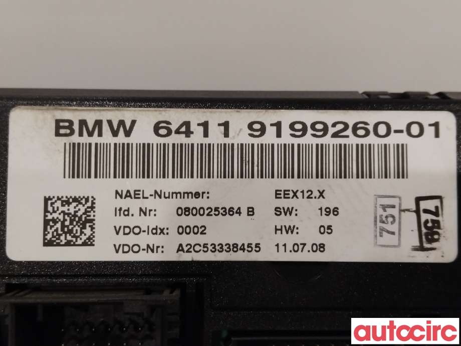 Varmeapparat betjening til BMW 3-Serie 2005-2011 (E90/E91/E92/E93) (E90/E91/E92/E93) (BMW|64119199260)