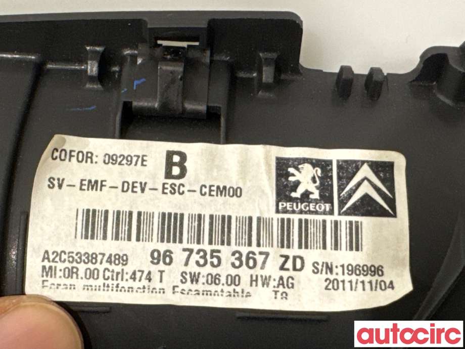Instrument kjørecomputer til Peugeot 3008 2009-2016 (Type I)  (PEUGEOT|6593P9|A2C53387489|96735367ZD)