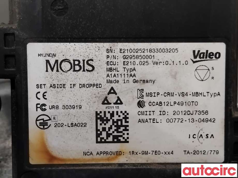 Sensor radar til Hyundai Ioniq Electric 2019-->> (Fase 2) (HYUNDAI|95821G2001||G295850001)