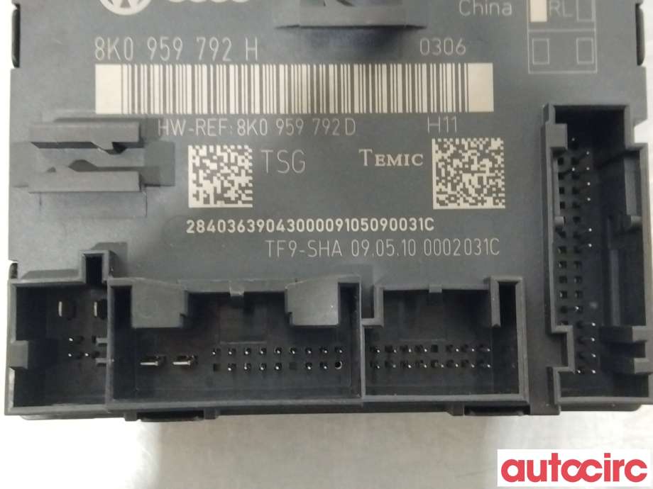 Styreenhet dør venstre foran til Audi A4 2007-2014 (Type IV) (B8) (B8) (AUDI|8K0959792H)