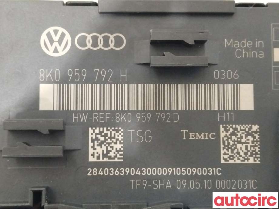Styreenhet dør venstre foran til Audi A4 2007-2014 (Type IV) (B8) (B8) (AUDI|8K0959792H)
