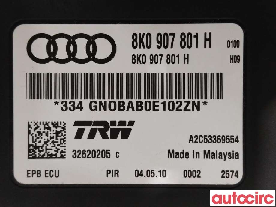 Styreenhet elektrisk parkbrems (EPB - Electric Parking Brake) til Audi A4 2007-2014 (Type IV) (B8) (B8) (AUDI|8K0907801H|A2C53369554)
