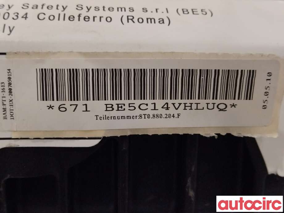 Airbag passasjer til Audi A4 2007-2014 (Type IV) (B8) (B8) (AUDI|8T0880204F)