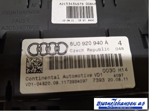 Instrumentpanel til Audi Q3 2011-2014 (Type I, Fase 1) (AUDI|8U0920940A|)
