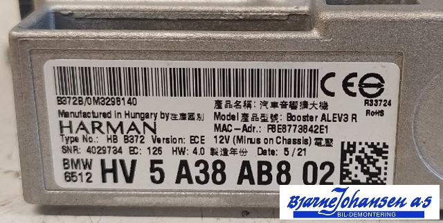 Bilstereo forsterker til BMW iX3 2021-->> (BMW|65125A86480||6512HV5A38AB802)
