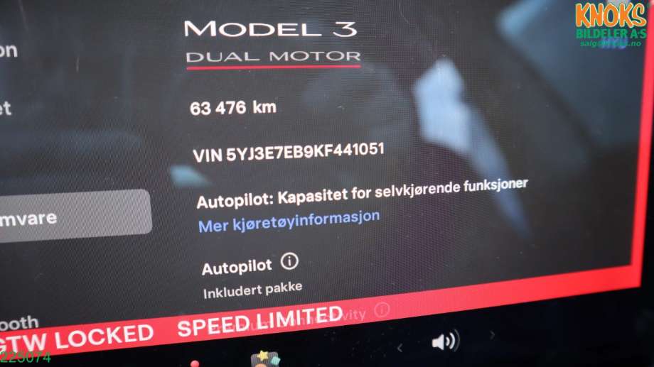 Tesla Model 3 2018-2023 (Fase 1) , Motorkode: 3D3, Girkassekode: 