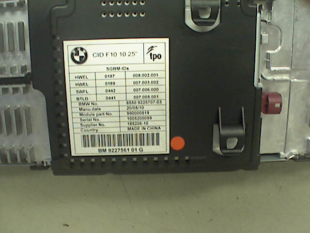 Instrument kjørecomputer til BMW 5-Serie 2010-2017 (F10/F11) (F10/F11) (BMW|65 50 9 225 707 03|)