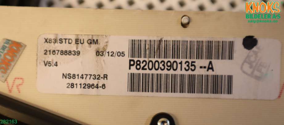 Instrumentpanel til Opel Vivaro A 2006-2014 (OPEL|93853407|)