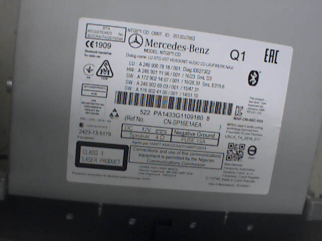 Bilstereo til Mercedes B-Klasse 2011-2018 (W246) (W246) (A 246 900 78 18|)