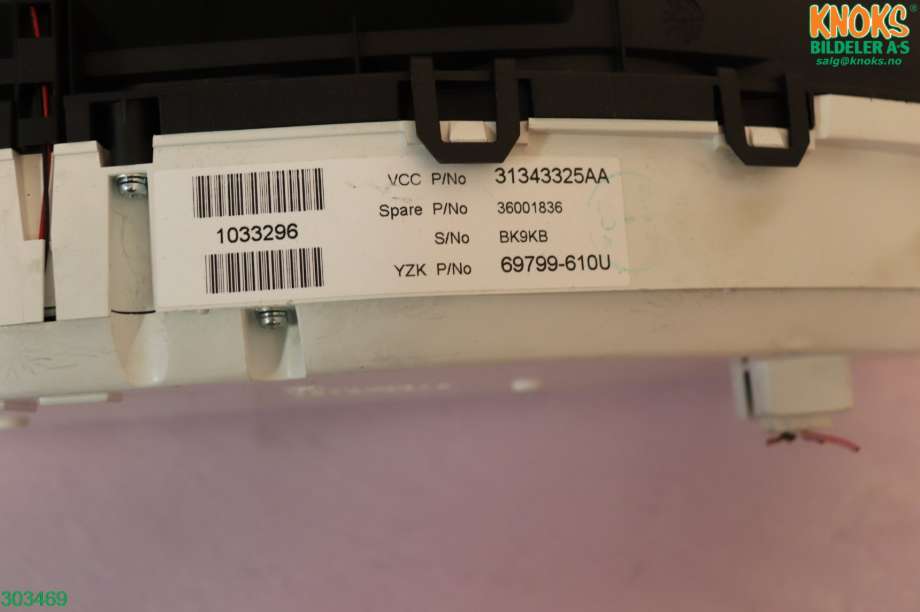 Instrumentpanel til Volvo XC60 2008-2013 (Type I, Fase 1)  (VOLVO|36001836|)