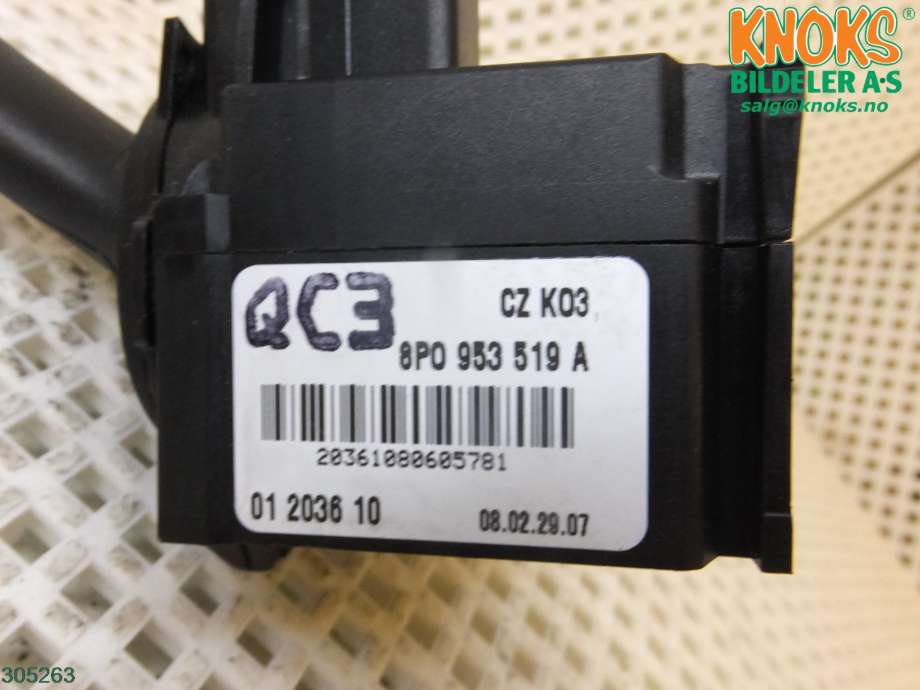 Bryter visker til Audi A3 2003-2008 (Type II, Fase 1)  (AUDI|8P0 953 519 E|)