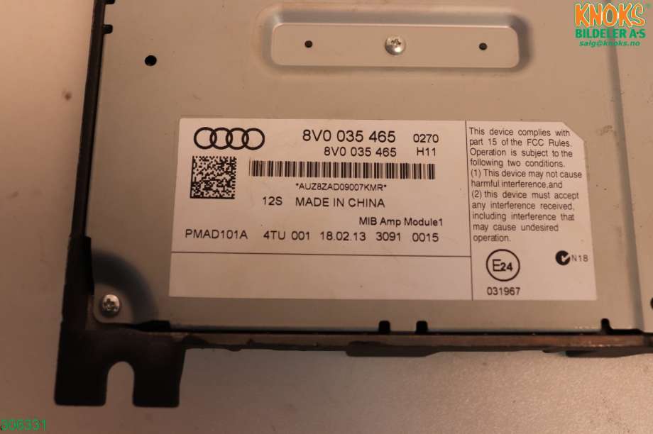 Bilstereo forsterker til Audi A3 2012-2016 (Type III, Fase 1)  (AUDI|8V0 035 465 A|)
