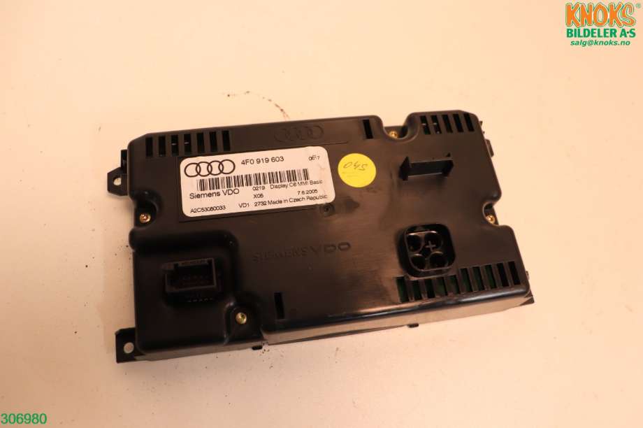 Multimedia display (MCU - Media Controller Unit) til Audi A6 2005-2008 (Type III, Fase 1) (C6) (C6) (AUDI|4F0 919 603|)