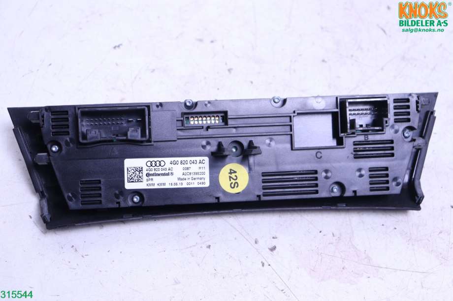 Varmeapparat betjening til Audi A6, Allroad 2012-2014 (Type III, Fase 1) (C7) (C7) (AUDI|4G0 820 043 AC|)