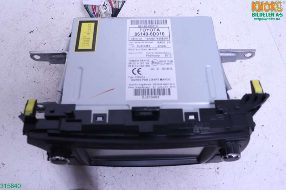 Bilstereo til Toyota Yaris 2012-2014 (Type III, Fase 1)  (TOYOTA|861400D010|)