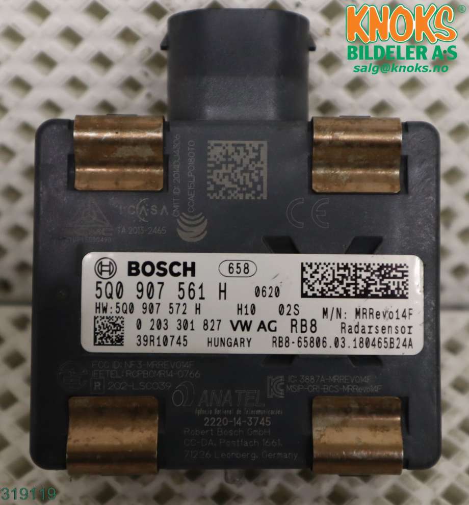 Sensor radar til VW e-Golf, 2017-2020 (Fase 2) (VOLKSWAGEN|5Q0 907 561 H)