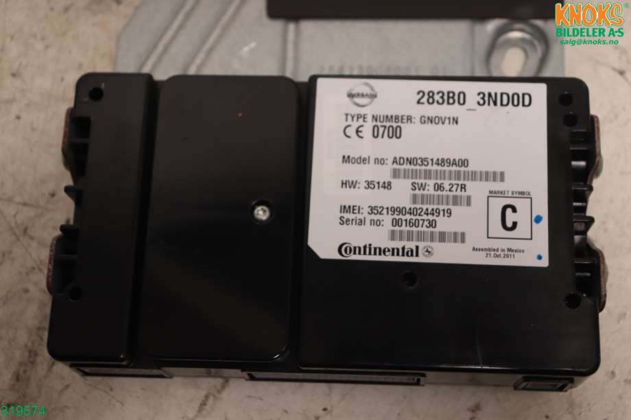 Styreenhet diverse til Nissan Leaf, 2011-2017 (Type I) (NISSAN|283B03ND0E)