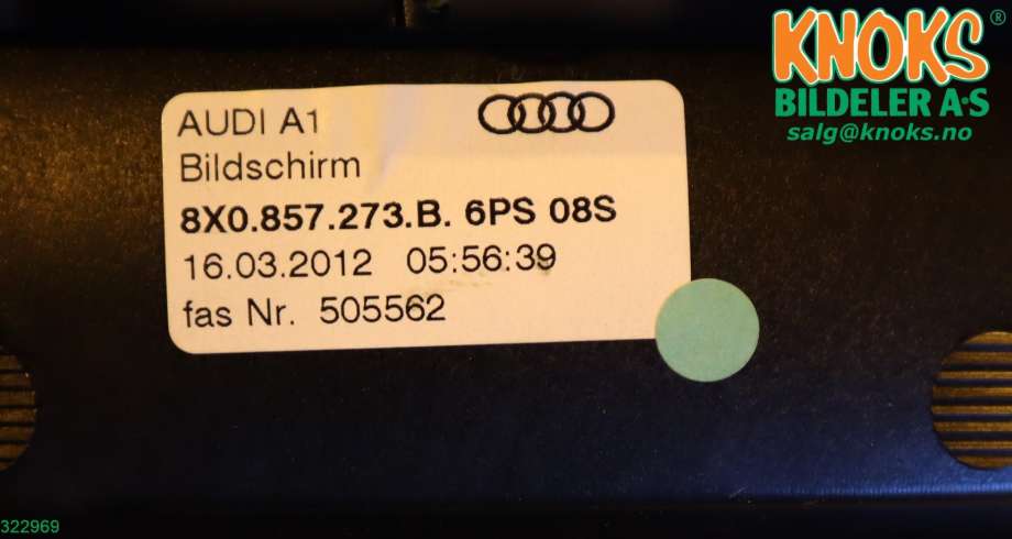 Instrument kjørecomputer til Audi A1 2010-2014 (Type I, Fase 1) (AUDI|8X0 857 186|)