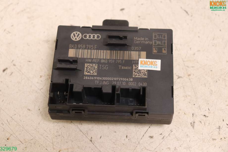 Styreenhet dør venstre foran til Audi A4, Allroad 2009-2016 (Type I) (B8) (B8) (AUDI|8K0 959 795 F|)