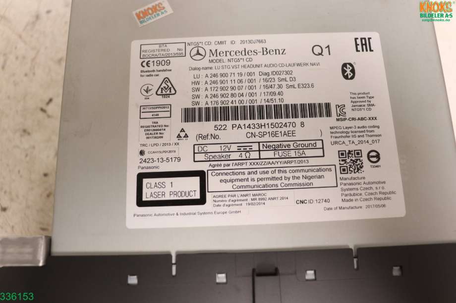 Bilstereo til Mercedes B-Klasse 2011-2018 (W246) (W246) (MERCEDES|A 246 900 71 19|)