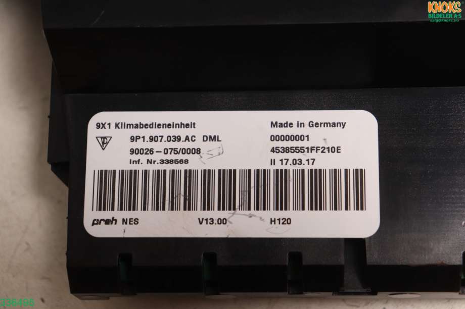 Varmeapparat betjening til Porsche Boxster/Cayman 2016-->> (982) (982) (PORSCHE|9P1 907 039 K|)
