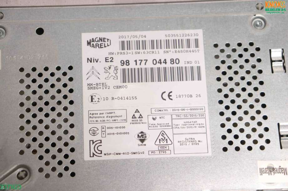 Bilstereo til Peugeot Partner 2015-2019 (Type II, Fase 2)  (PEUGEOT|16 227 933 80|)