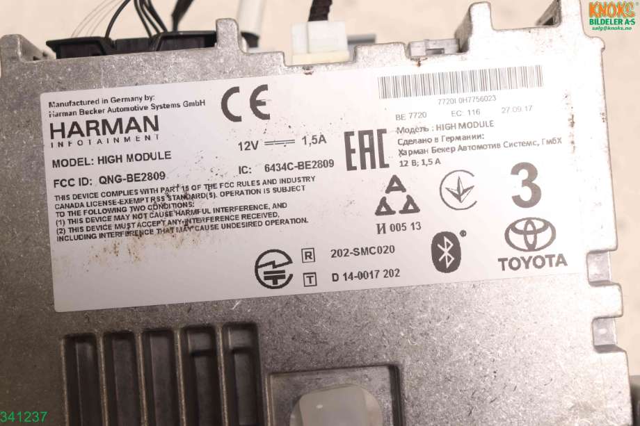 Bilstereo navigasjon til Toyota RAV4 2016-2019 (Type IV, Fase 2)  (TOYOTA|8614042350|)