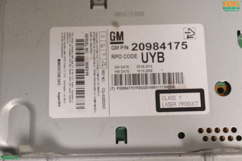 Bilstereo til Opel Meriva B 2010-2017  (OPEL|20984175|)