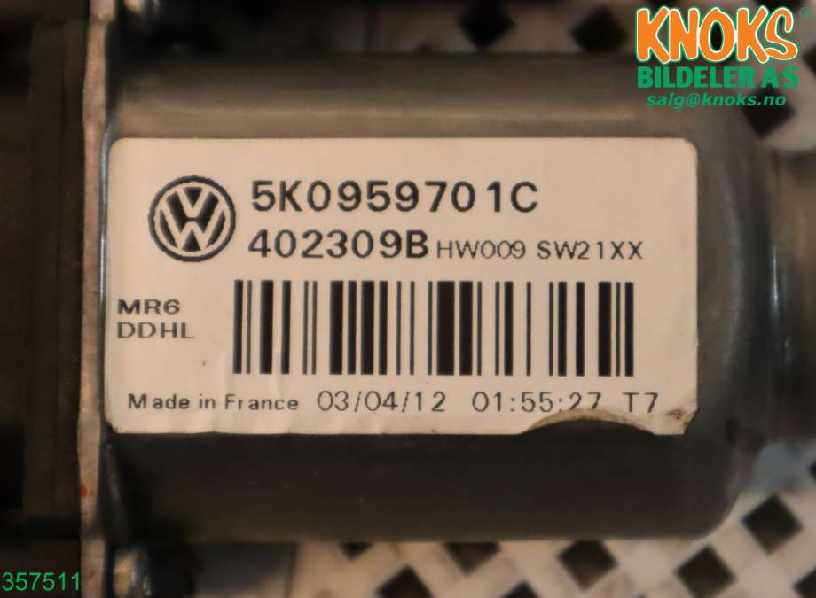 Ruteheis venstre foran til VW Golf VI 2008-2012 (VOLKSWAGEN|5K0 959 701 J|)