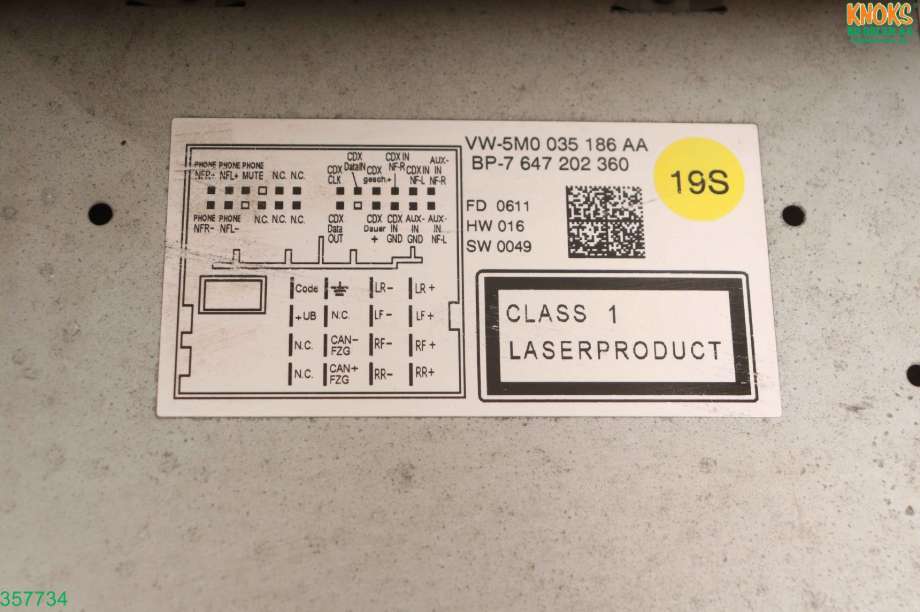 Bilstereo til VW Sharan 2010-->> (Type II)  (VOLKSWAGEN|5M0 057 187 AX|)