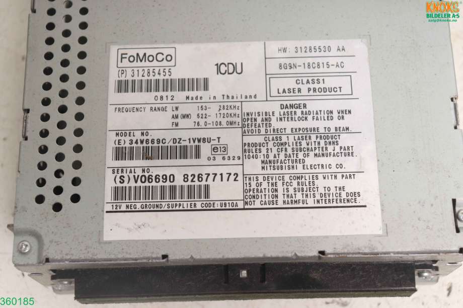 Bilstereo til Volvo XC60 2008-2013 (Type I, Fase 1)  (VOLVO|36050930|)