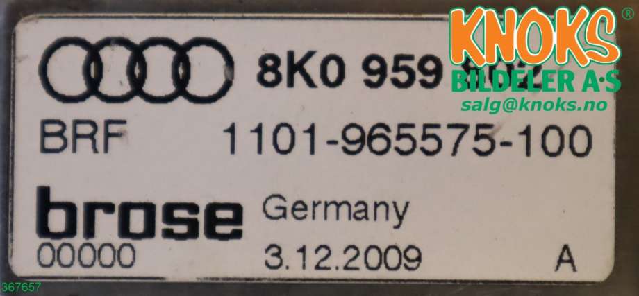 Ruteheis venstre bak til Audi A5 2007-2016 (Type I)  (AUDI|8T0 959 802 A|)