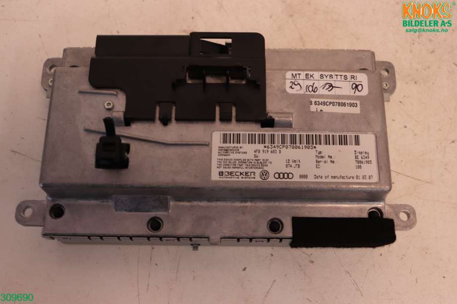 Multimedia display (MCU - Media Controller Unit) til Audi A6 2005-2008 (Type III, Fase 1) (C6) (C6) (AUDI|8T0 919 603 C|)