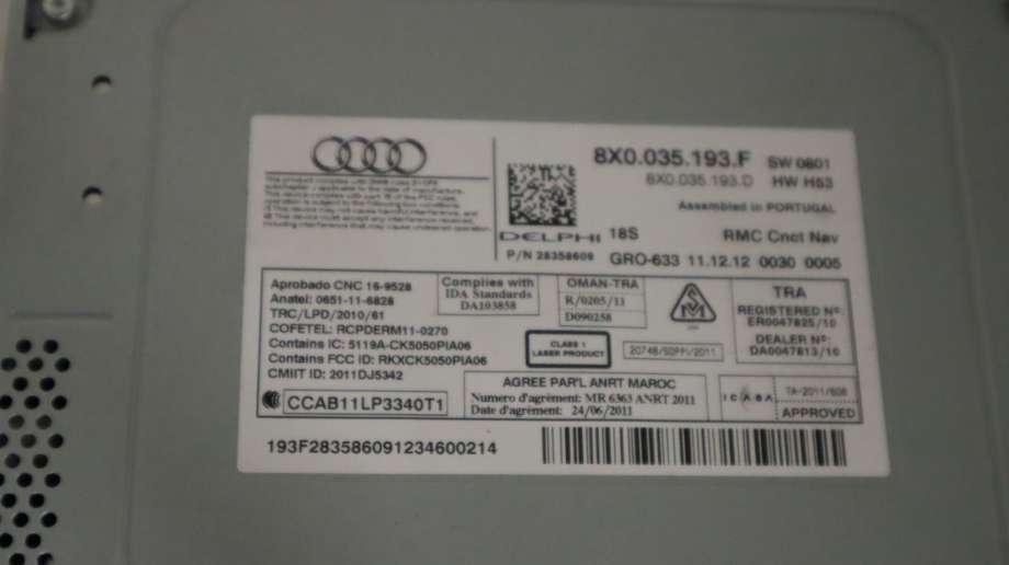 Bilstereo til Audi A1 2010-2014 (Type I, Fase 1)  (AUDI|8X0 035 193 F|)