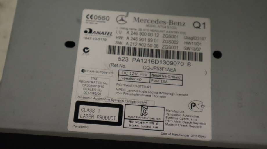 Bilstereo til Mercedes A-Klasse 2012-2018 (W176) (W176) (MERCEDES|A 246 900 05 16|)