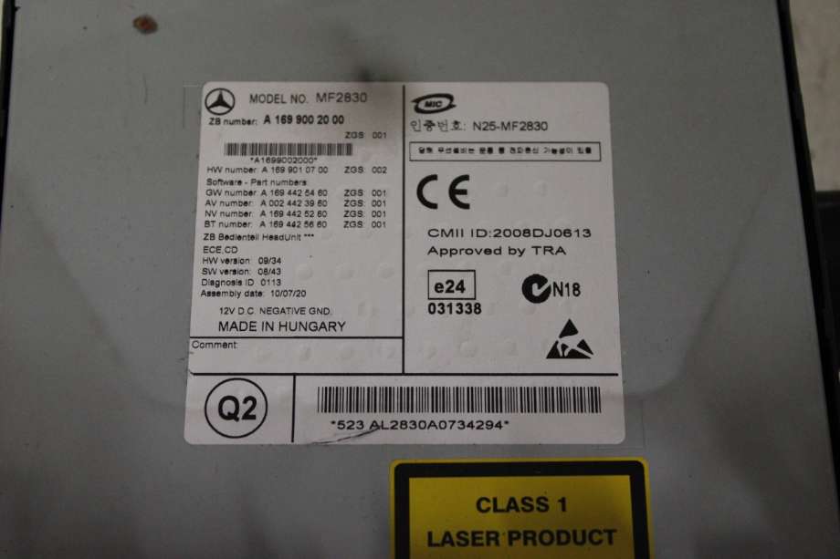 Bilstereo til Mercedes A-Klasse 2005-2012 (W169) (W169) (MERCEDES|A 169 900 20 00|)