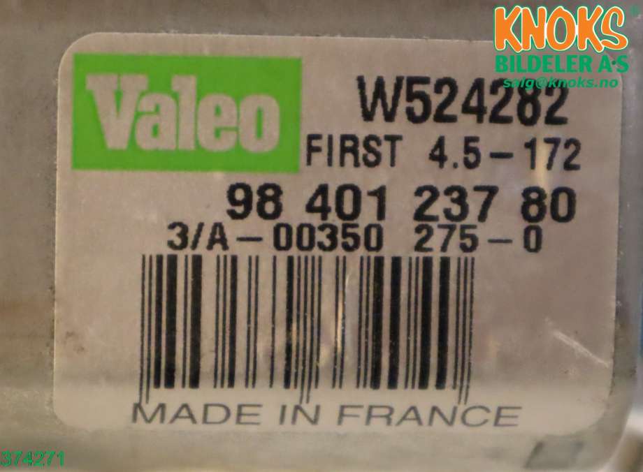 Viskermotor bakrute til Peugeot Partner 2019-->> (Type III) (PEUGEOT|6405 LP|98 401 237 80|)
