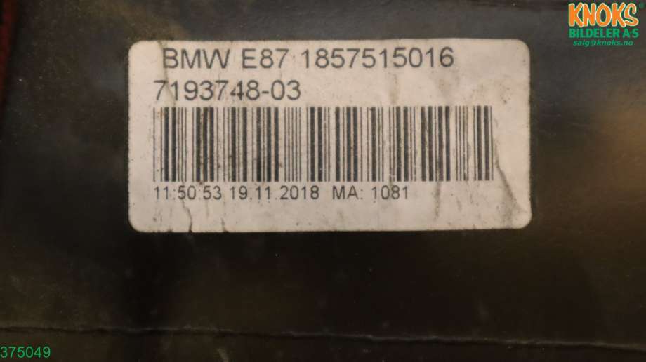 Frontplate til BMW 1-Serie 2004-2011 (E81/E82/E87/E88) (E81/E82/E87/E88) (BMW|51 64 7 193 192|)