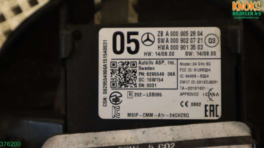 Sensor radar til Mercedes B-Klasse 2011-2018 (W246) (W246) (MERCEDES|A 000 905 28 04|)