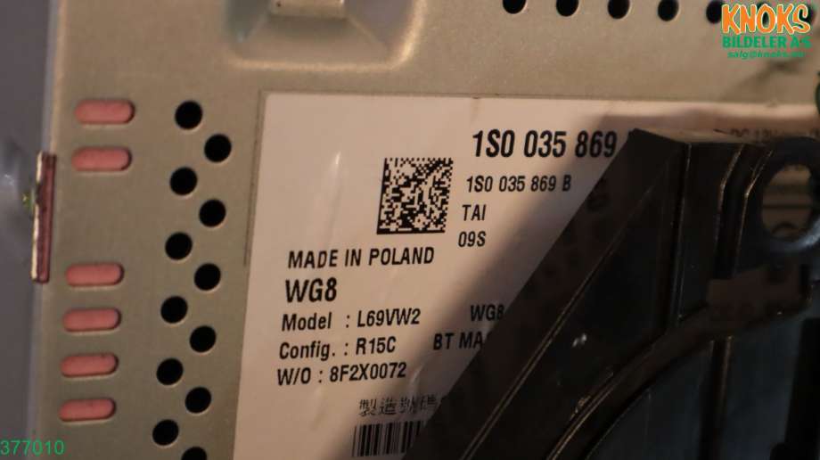 Bilstereo til VW E-Up 2019-->>  (VOLKSWAGEN|1S0 035 869 B|)
