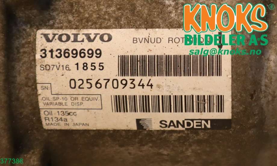 Aircondition kompressor til Volvo S60 2014-2019 (Type II, Fase 2) (VOLVO|36001128|)